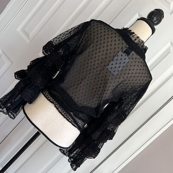 MISA Los Angeles Tiered Sleeve Bow Blouse - Black Size XS - Picture 8 of 11